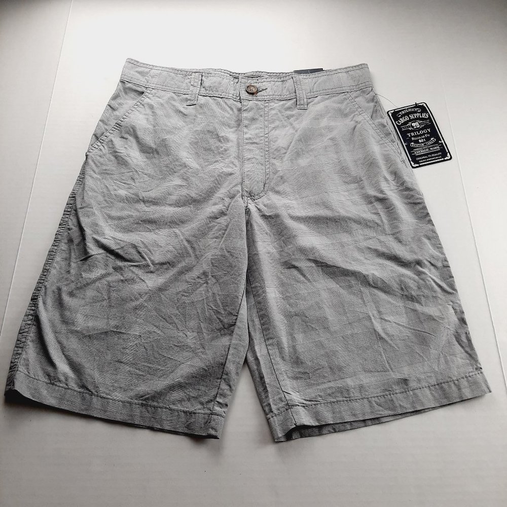 Cargo Supplies Trilogy Sportswear Mens Flat Front Shorts Size 30 Gray Cotton